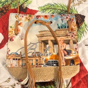 Berlin Themed Women's Bag with Tan Accents